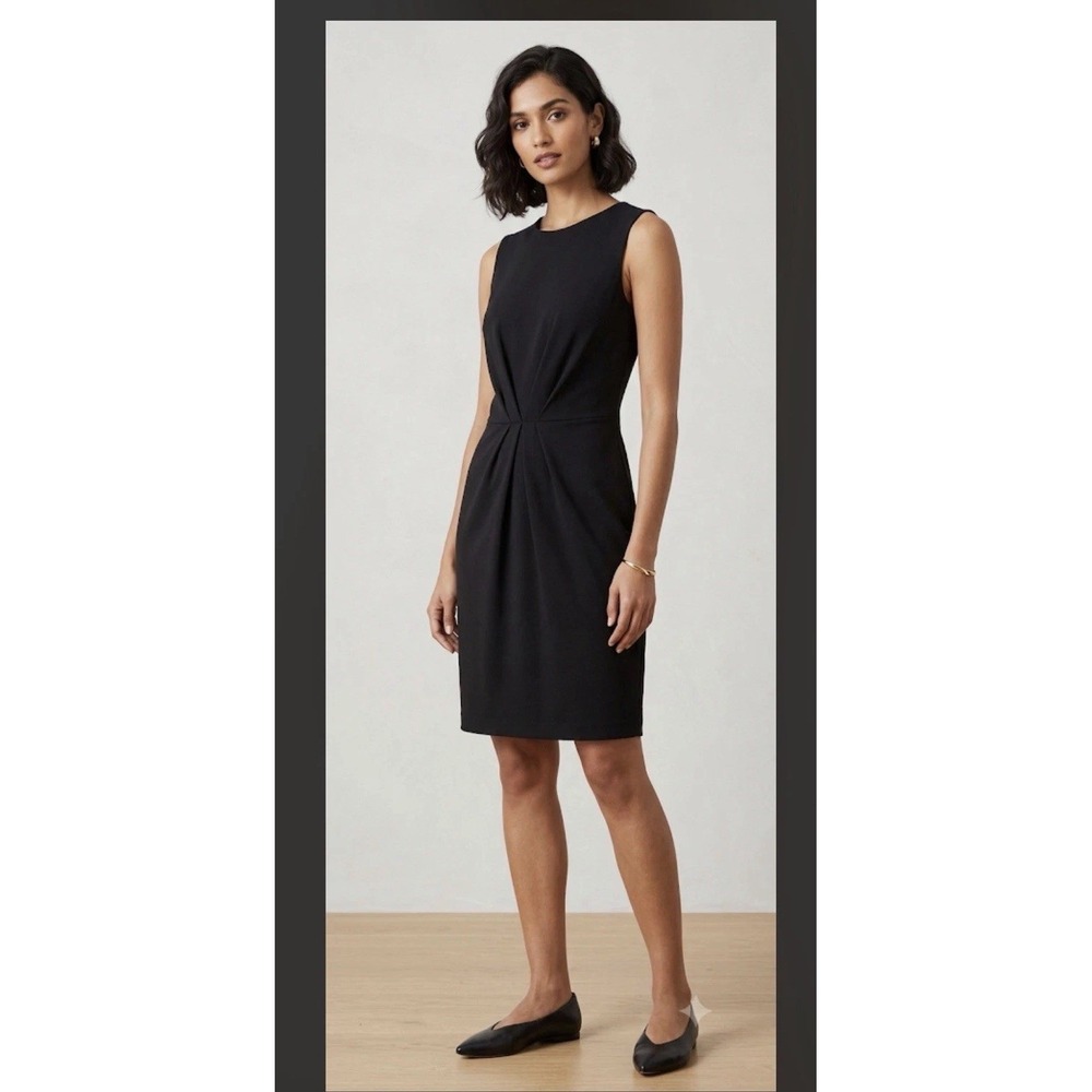 Jigsaw Classy Sleeveless Plated Waist Dress Wool Blended Black Sz L